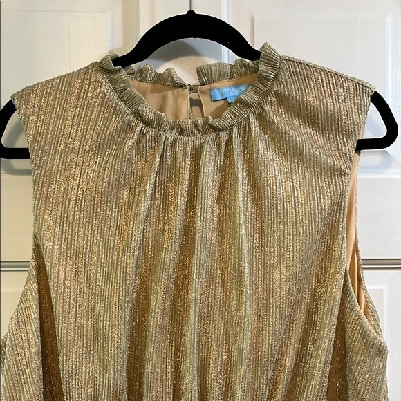 Draper James RSVP Gold Glitter Ruched Ruffle Sleeveless Mini Dress - Size XXL - Picture 12 of 15